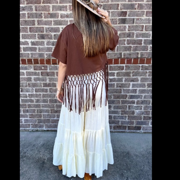 Flowing Tiered Gauze Cloth Pull On Pant Size Multi Color Cream NWT - Picture 2 of 7